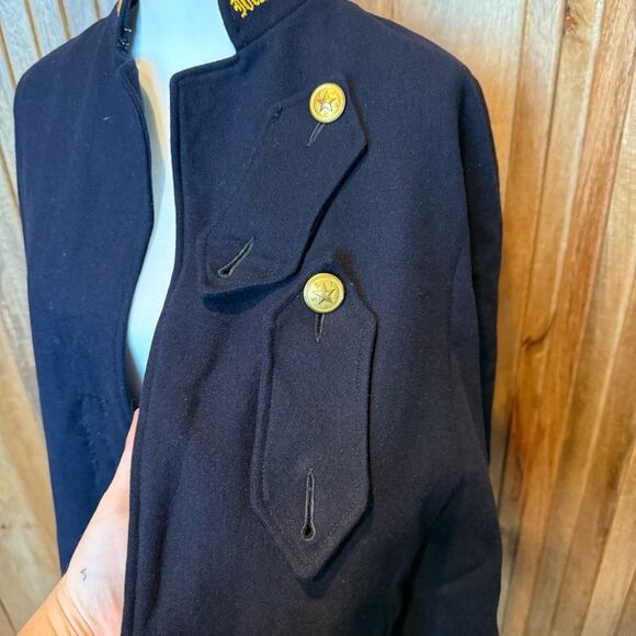 Vintage MCM Wool Nurse's Cape Wool Navy Red Lining One Size Prop Read - Picture 6 of 16